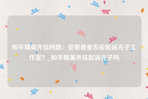 和平精英外挂问题：受害者是否应起诉光子工作室？_和平精英外挂起诉光子吗
